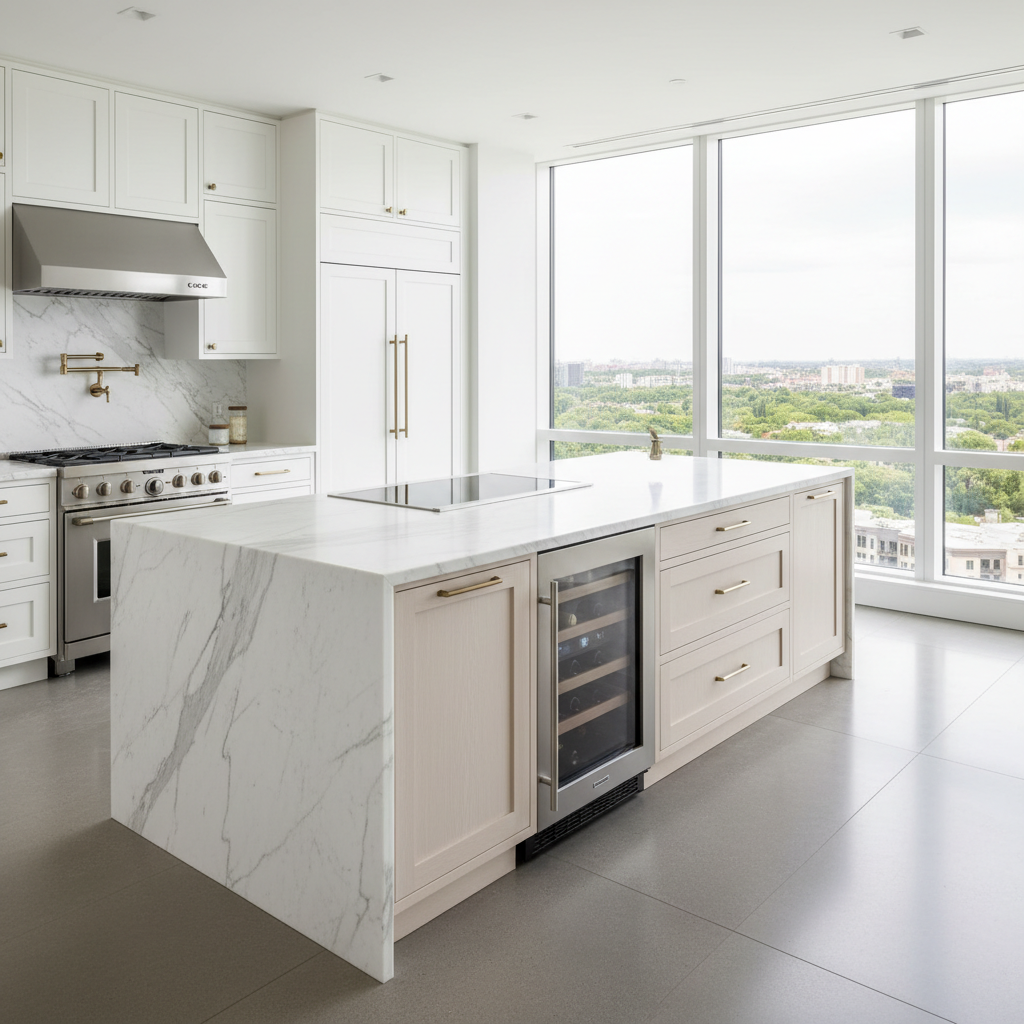 Luxury kitchen with premium built-in Sub-Zero style appliances